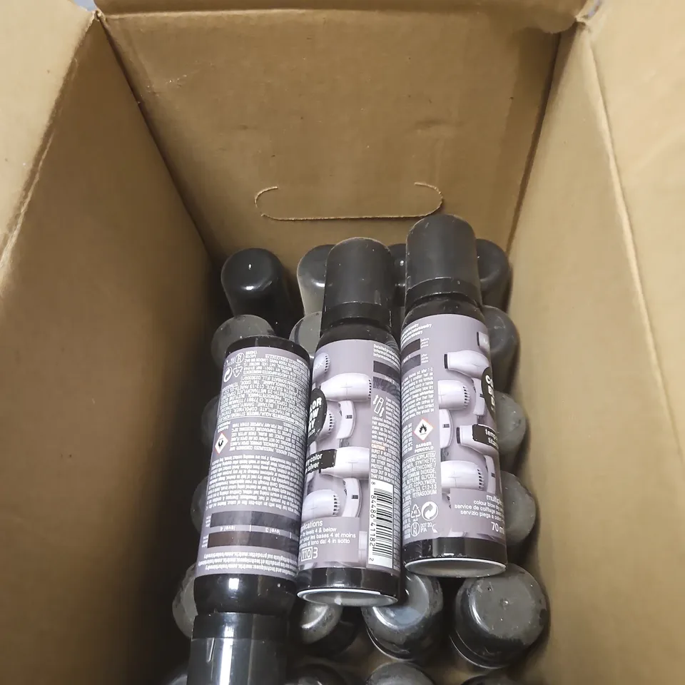 BOX OF APPROXIMATELY 24 MATRIX COLOR BLOW DRY TEMPORARY COLOR SPRAY TITANIUM SILVER – 70ML