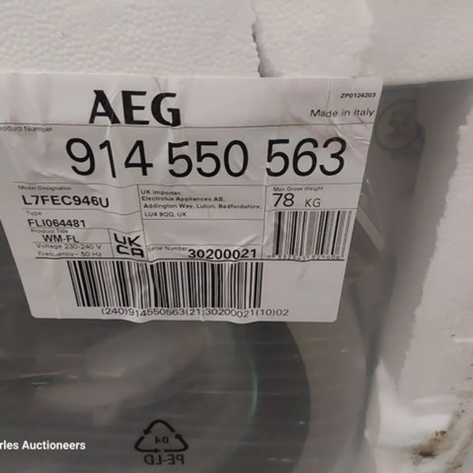 AEG 7000 PRO STEAM UNIVERSAL DOSE 8Kg WASHING MACHINE WHITE Model L7FEC946U RRP £834