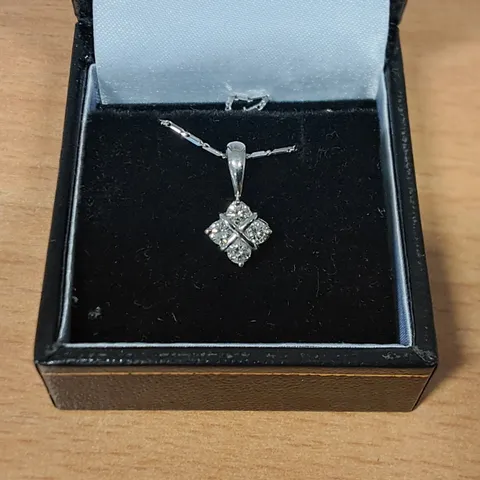18CT WHITE GOLD SALTIRE PENDANT ON CHAIN SET WITH NATURAL DIAMONDS