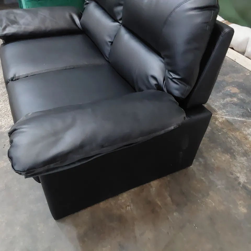 DESIGNER TWO SEATER SOFA BLACK LEATHER L