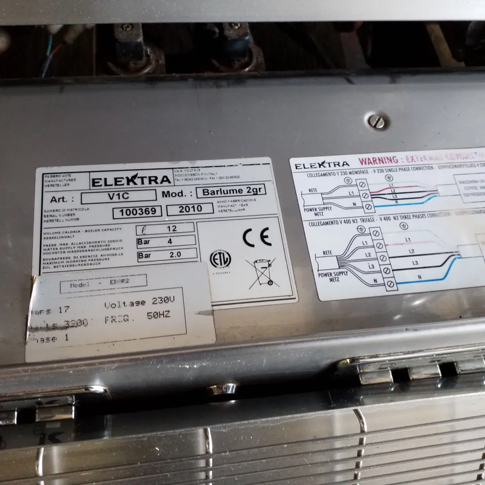 ELEKTRA BARLUME 2 GROUP AUTO ESPRESSO MACHINE