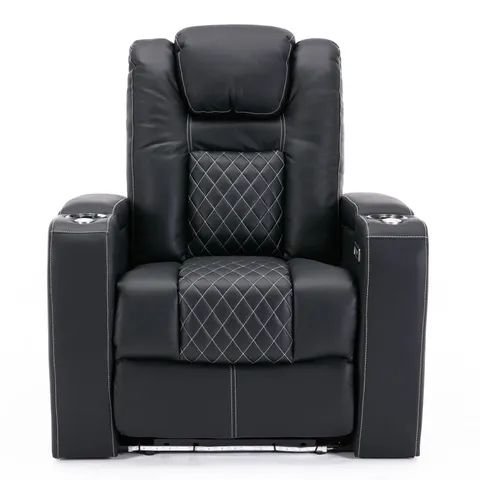 BOXED ELECTRIC AIR LEATHER RECLINER CHAIR IN BLACK AND WHITE (1 BOX)