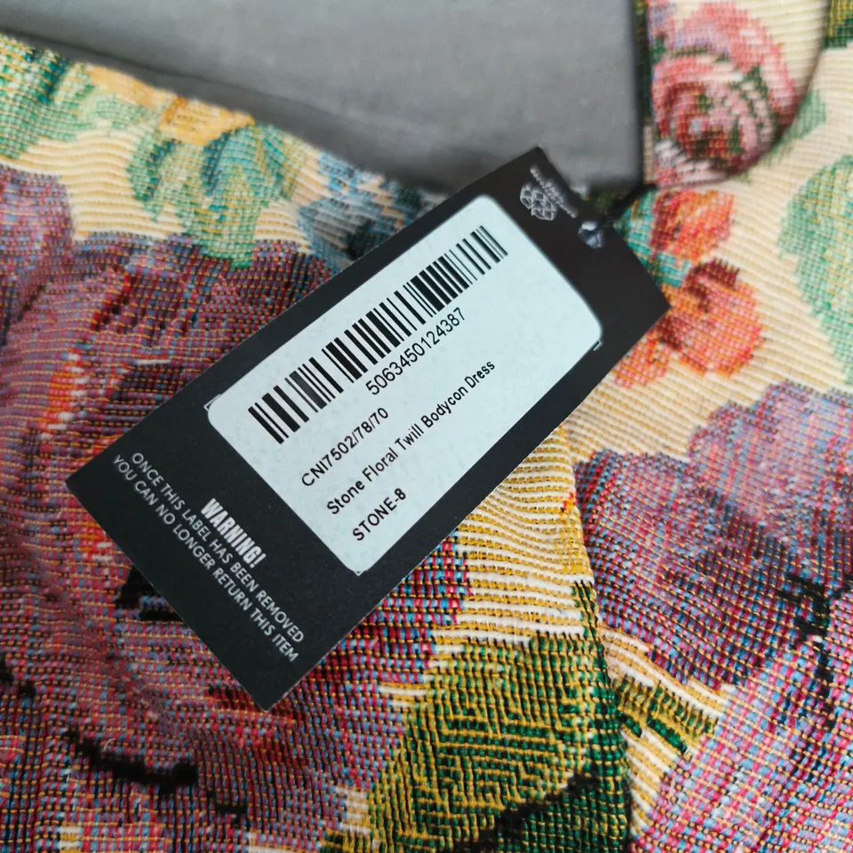 PLT STONE FLORAL TWILL BODYCON DRESS – UK 8