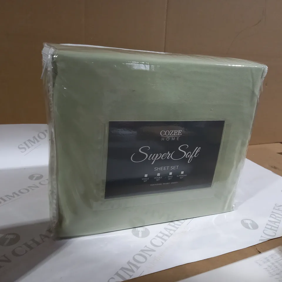 SUPERSOFT BY COZEE HOME SET OF FITTED SHEETS (2) - SAGE GREEN - DOUBLE