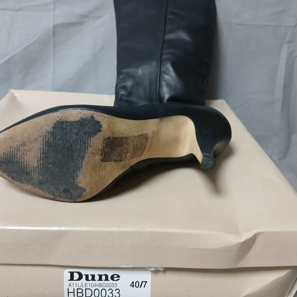DUNE WOMEN'S PIRATE D BLACK LEATHER BOOTS – UK 7 (EU 40)