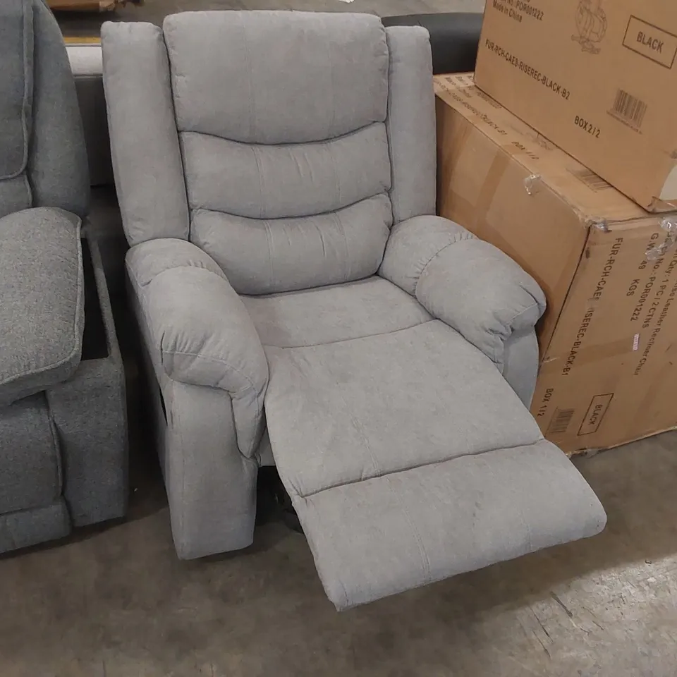 QUALITY DESIGNER FABRIC UPHOLSTERED MANUAL RECLINING ARMCHAIR 