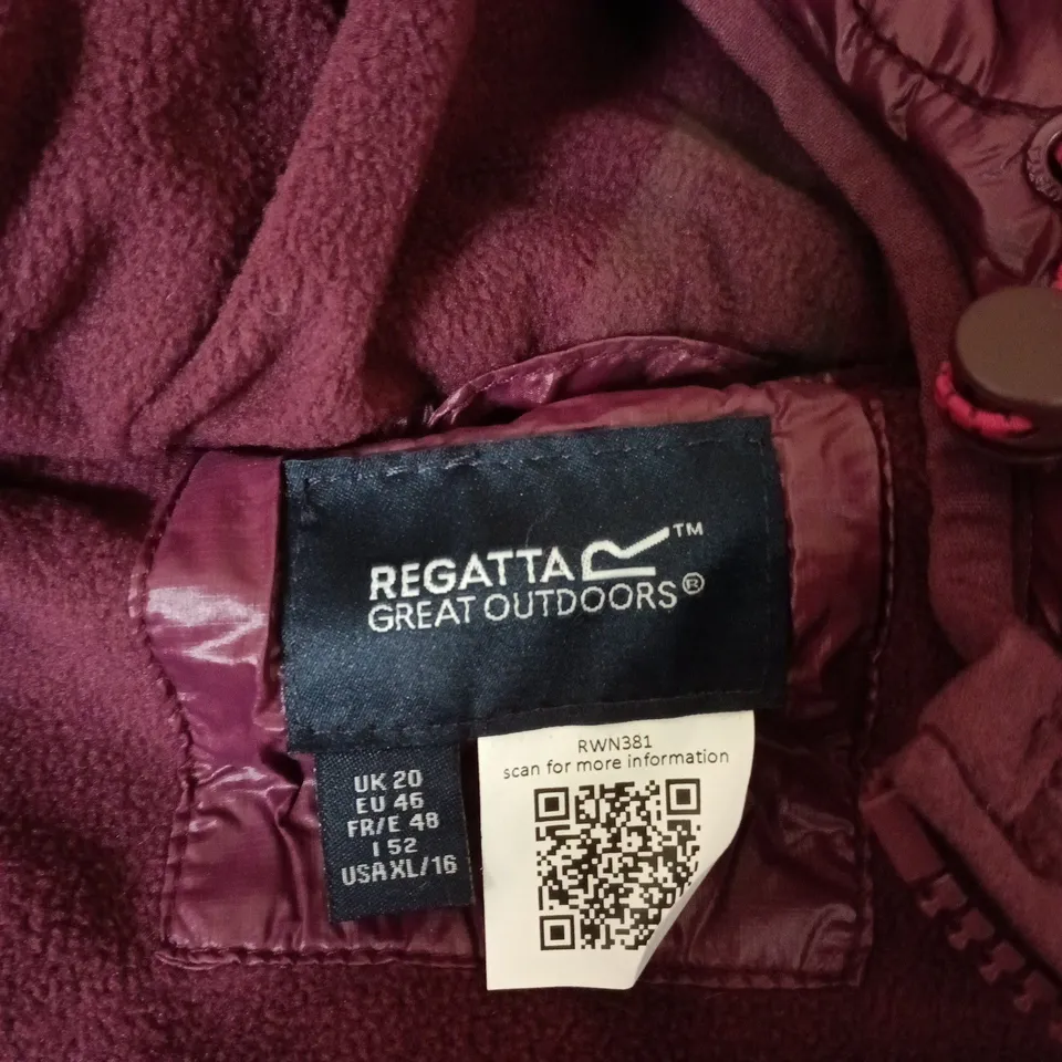 REGATTA GREAT OUTDOORS PURPLE WOMEN'S PUFFER JACKET, UK 20 (EU 46) SHOWERPROOF