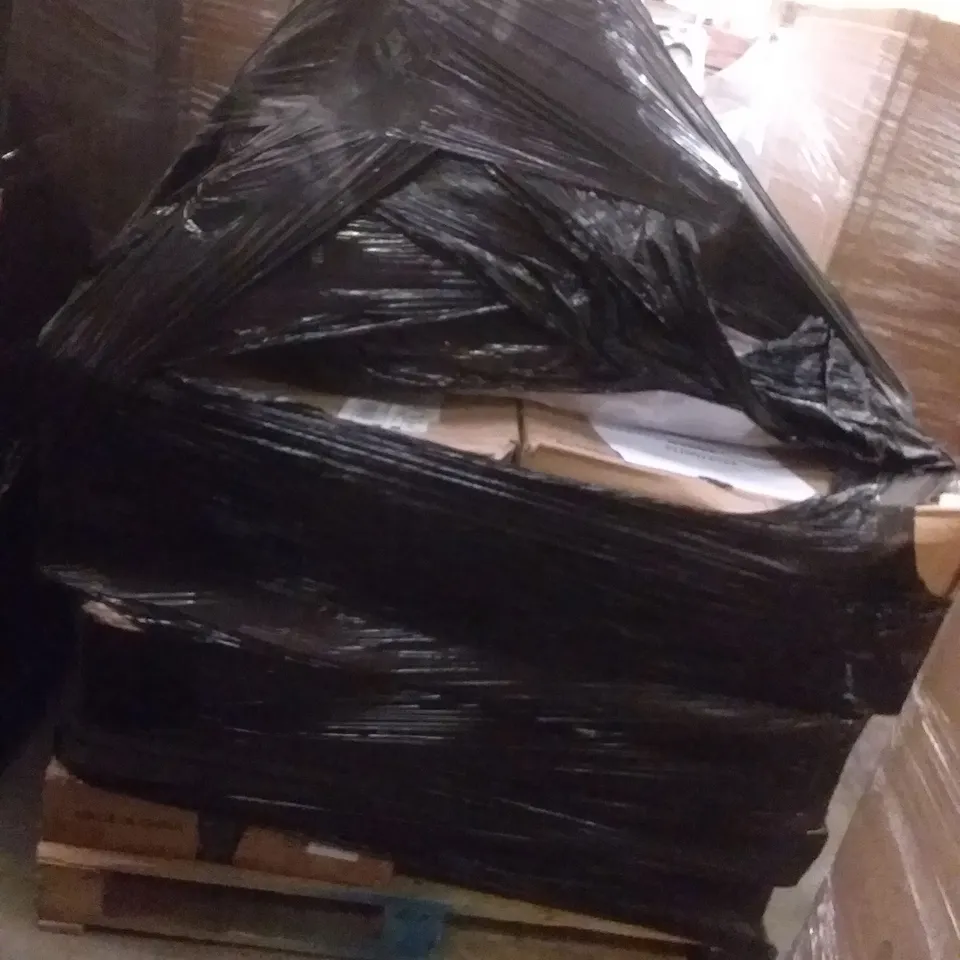 PALLET OF ASSORTED ITEMS INCLUDING JOISCAPE, DESK CHAIR WITH COAT HANGER, PANANA WOODEN DINING TABLE