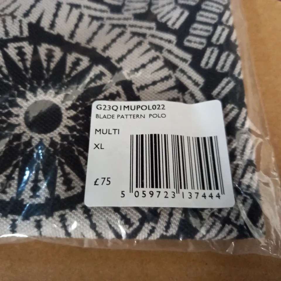 BAGGED PRETTY GREEN BLADE PATTERN POLO - XL