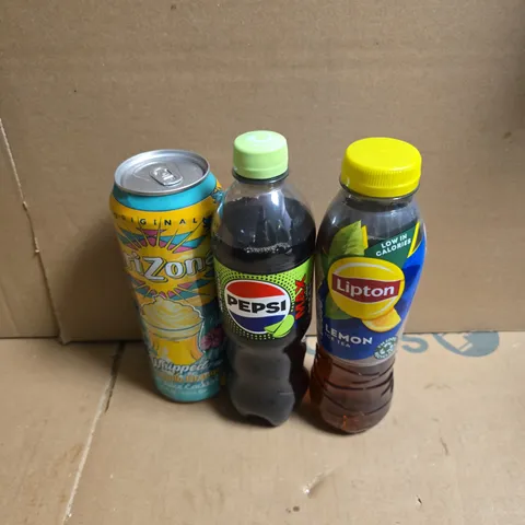 APPROXIMATELY 12 ASSORTED DRINKS TO INCLUDE PEPSI MAX LIME, ARIZONA WHIPPED PINEAPPLE ORANGE, LIPTON LEMON ICE TEA - COLLECTION ONLY