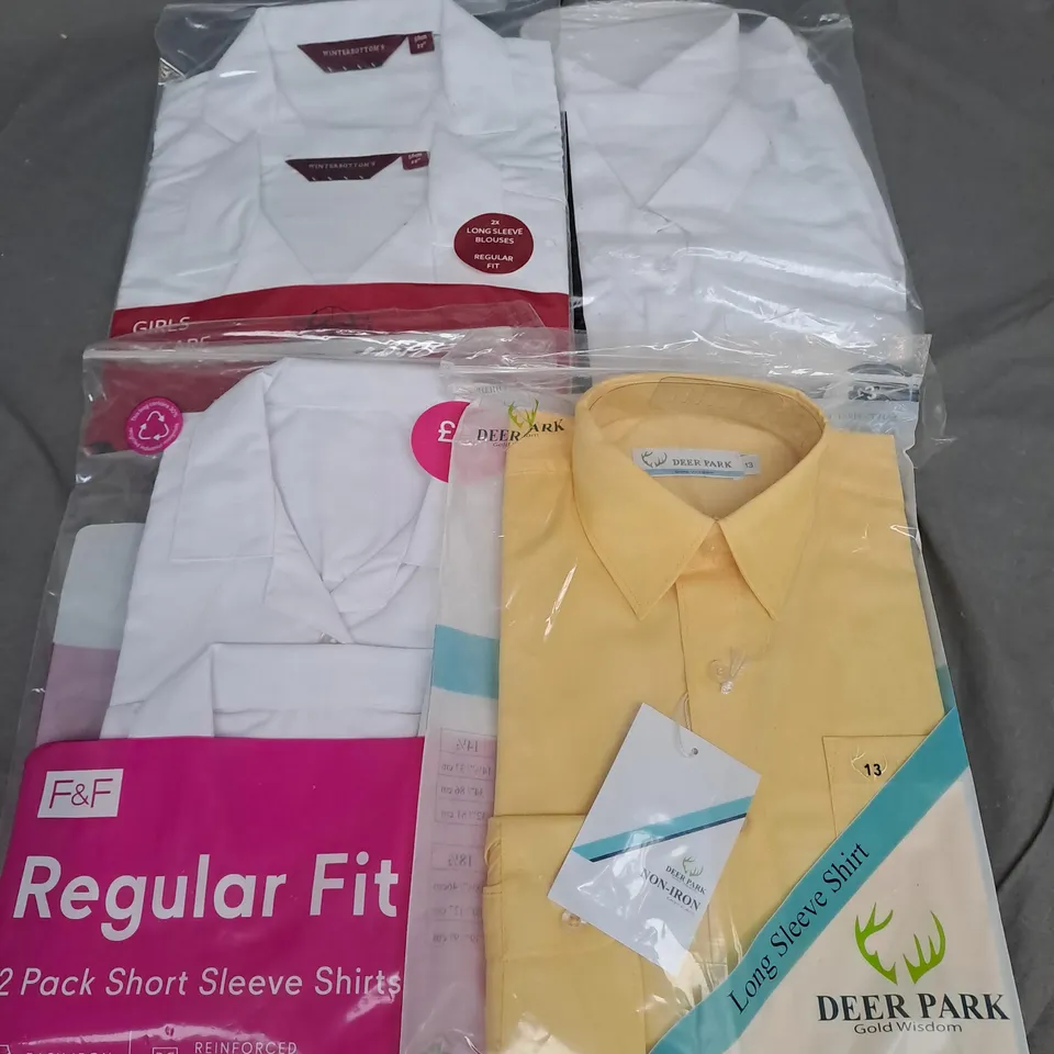 BOX OF APPROXIMATELY 50 SCHOOL SHIRTS IN ASSORTED SIZES