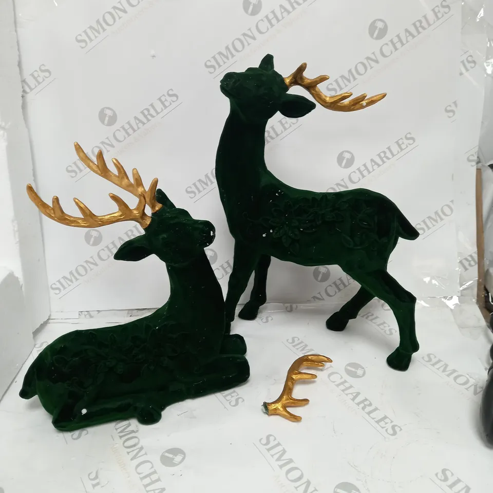 BOXED ALISON CORK SET OF 2 VELVET HENRY STAGS