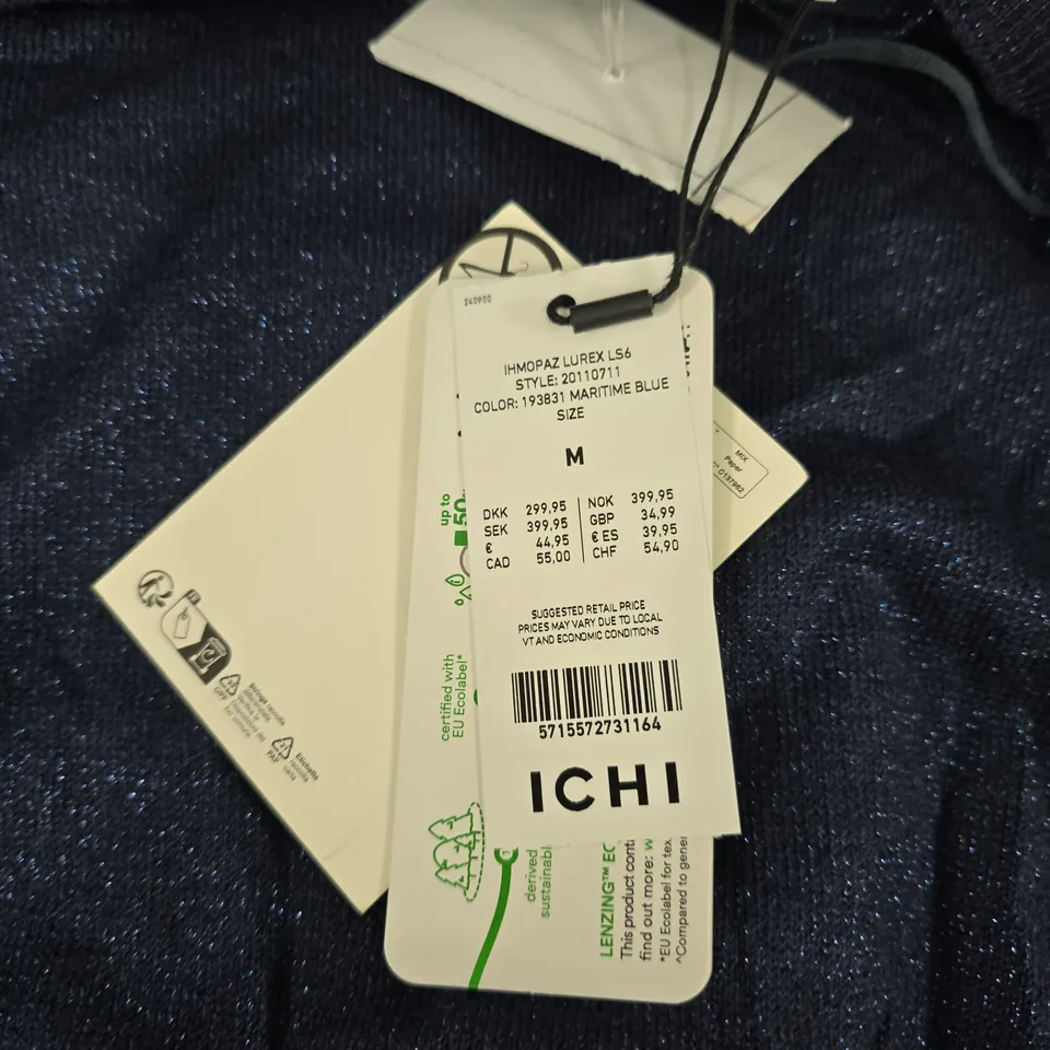 ICHI MARITIME BLUE LUREX KNIT JUMPER – WOMEN'S, SIZE M
