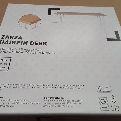 PALLET CONTAINING A LARGE QUANTITY OF BRAND NEW ZARZA HAIRPIN DESKS 