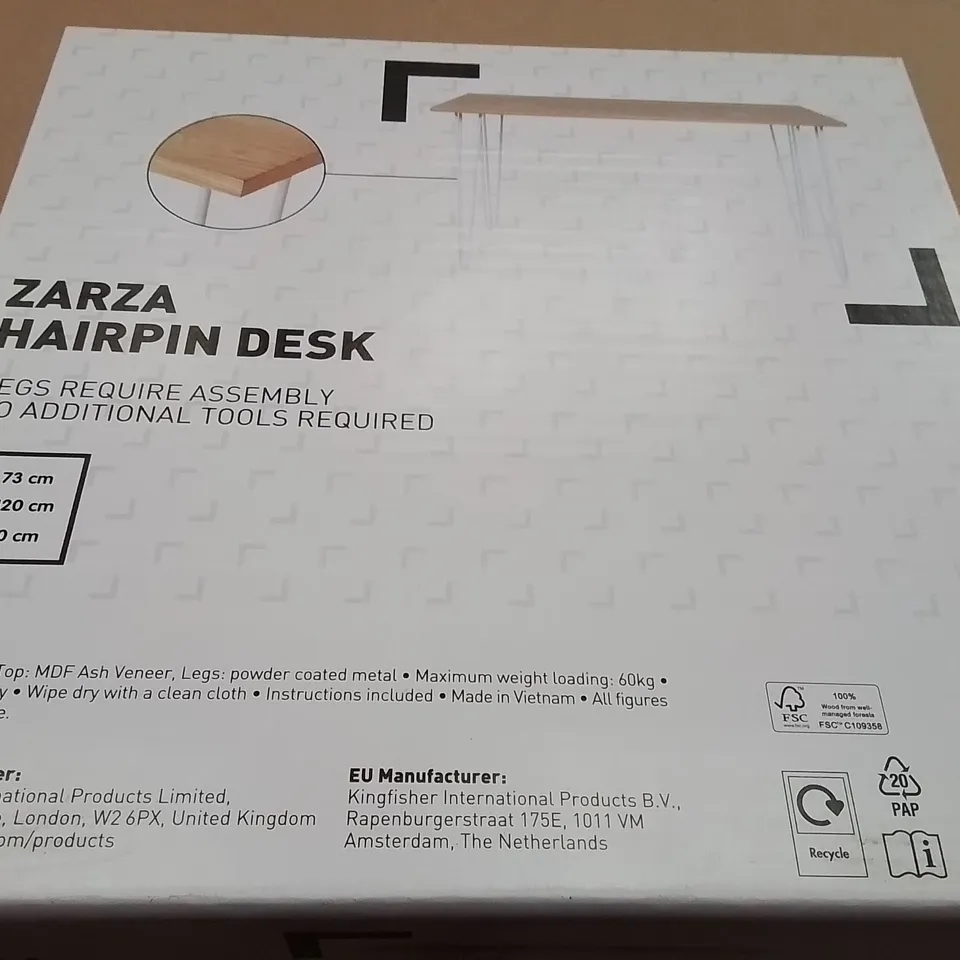 PALLET CONTAINING A LARGE QUANTITY OF BRAND NEW ZARZA HAIRPIN DESKS 