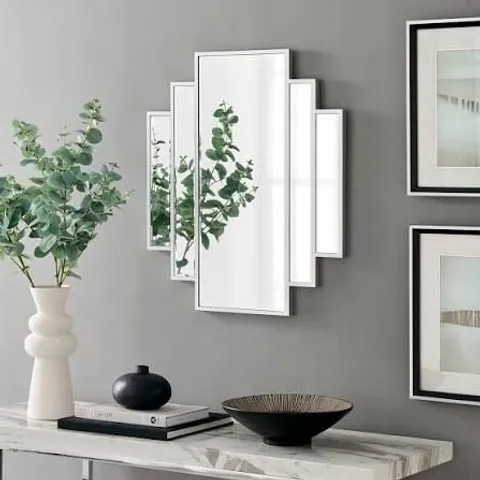 BOXED DECO SILVER SMALL 1920S INSPIRED WALL MIRROR