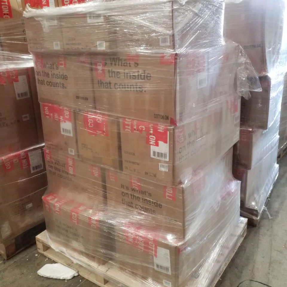 PALLET CONTAINING ASSORTED CLOTHING INCLUDING BAGGY JEANS, ZIP UP HOODIES & CREW SWEATERS