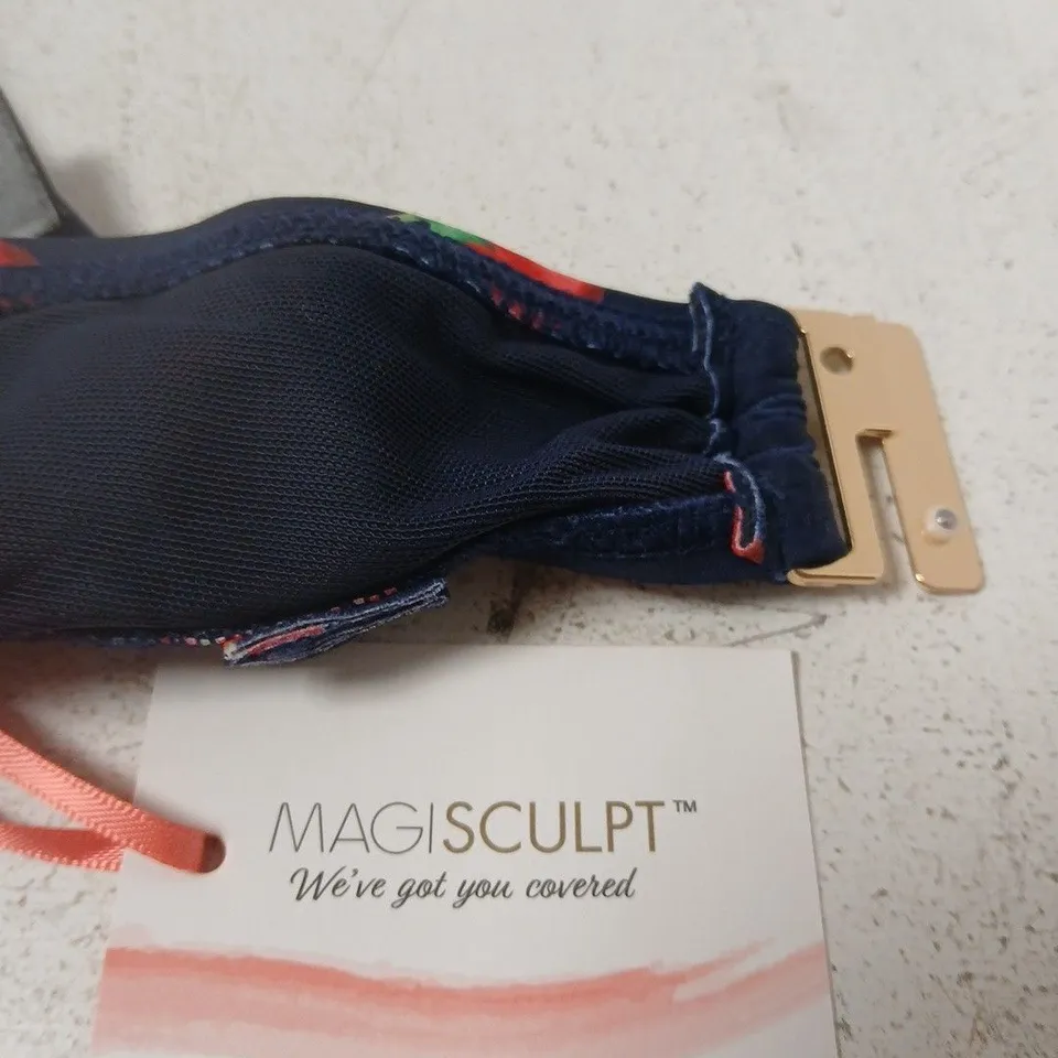 MAGISCULPT CHERRY PRINT NAVY SWIM TOP - 38DD