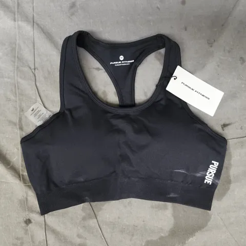 PURSUIT FITNESS MOVE SEAMLESS SPORTS BRA IN BLACK SIZE MEDIUM