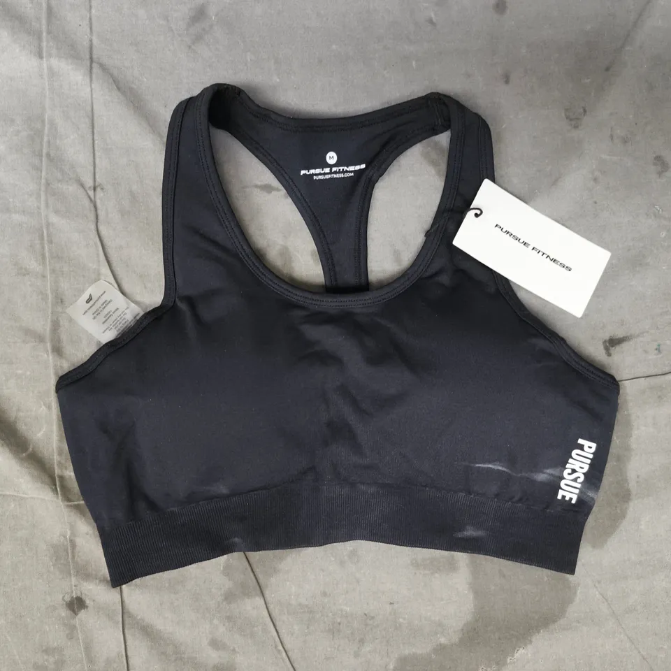 PURSUIT FITNESS MOVE SEAMLESS SPORTS BRA IN BLACK SIZE MEDIUM