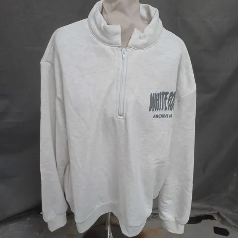 WHITE FOX 1/2 ZIP JUMPER IN LIGHT GREY MARL SIZE L