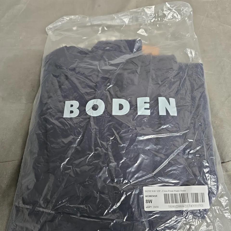 BODEN CROSS FRONT PONTE DRESS – NAVY, UK 8W 