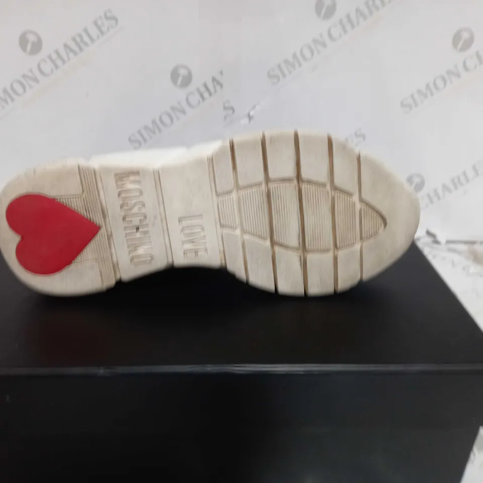 BOXED LOVE MOSCHINO LOGO SOCK RUNNER - UK SIZE 5