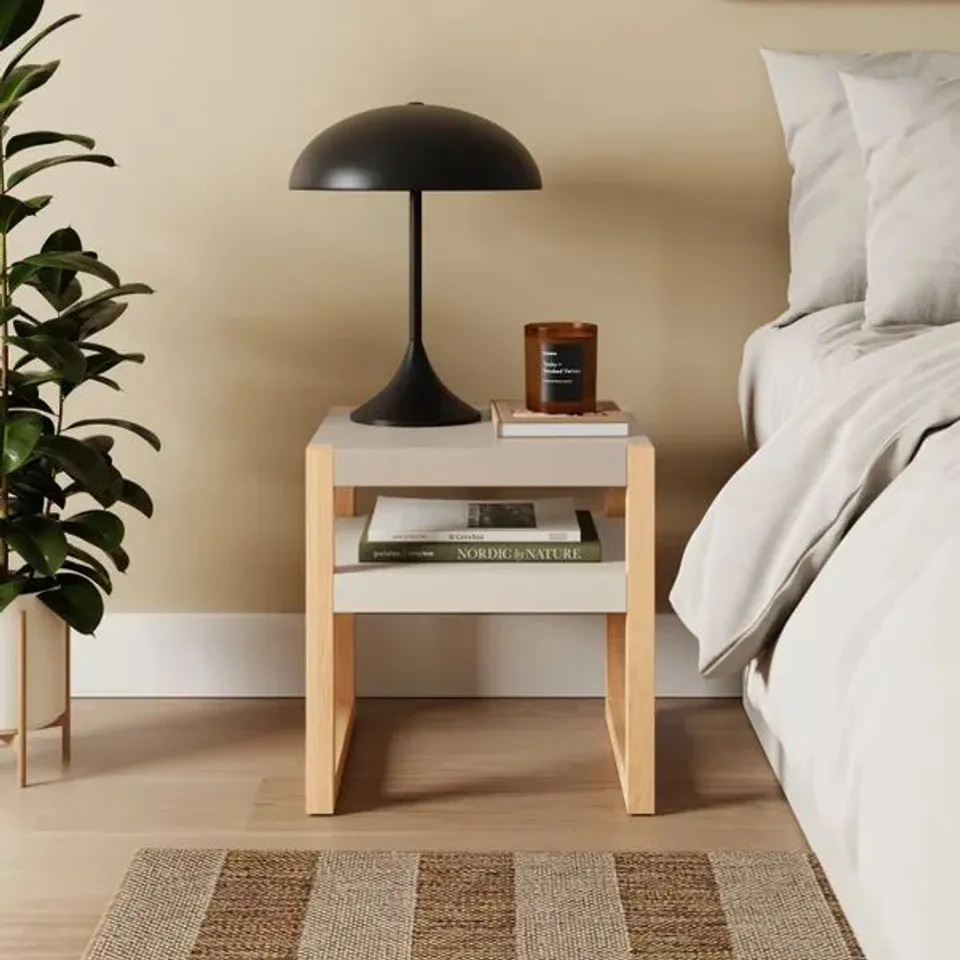 BOXED ARNIE BEDSIDE TABLE - STONE (1 BOX)