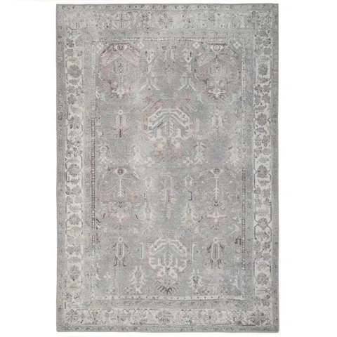 BOXED SILVER GREY DISTRESSED TRADITIONAL RUG