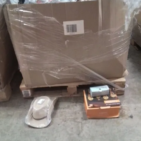 PALLET CONTAINING S LARGE QUANTITY OF GARDEN,ELECTRONICS,FASHION,BEAUTY'S PRODUCTS TO INCLUDE;STRING LIGHTS,SUN GLASSES,HATS
