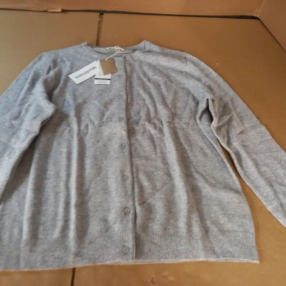 WOOLOVERS CASHMERE AND MERINO CREW NECK CARDIGAN - L