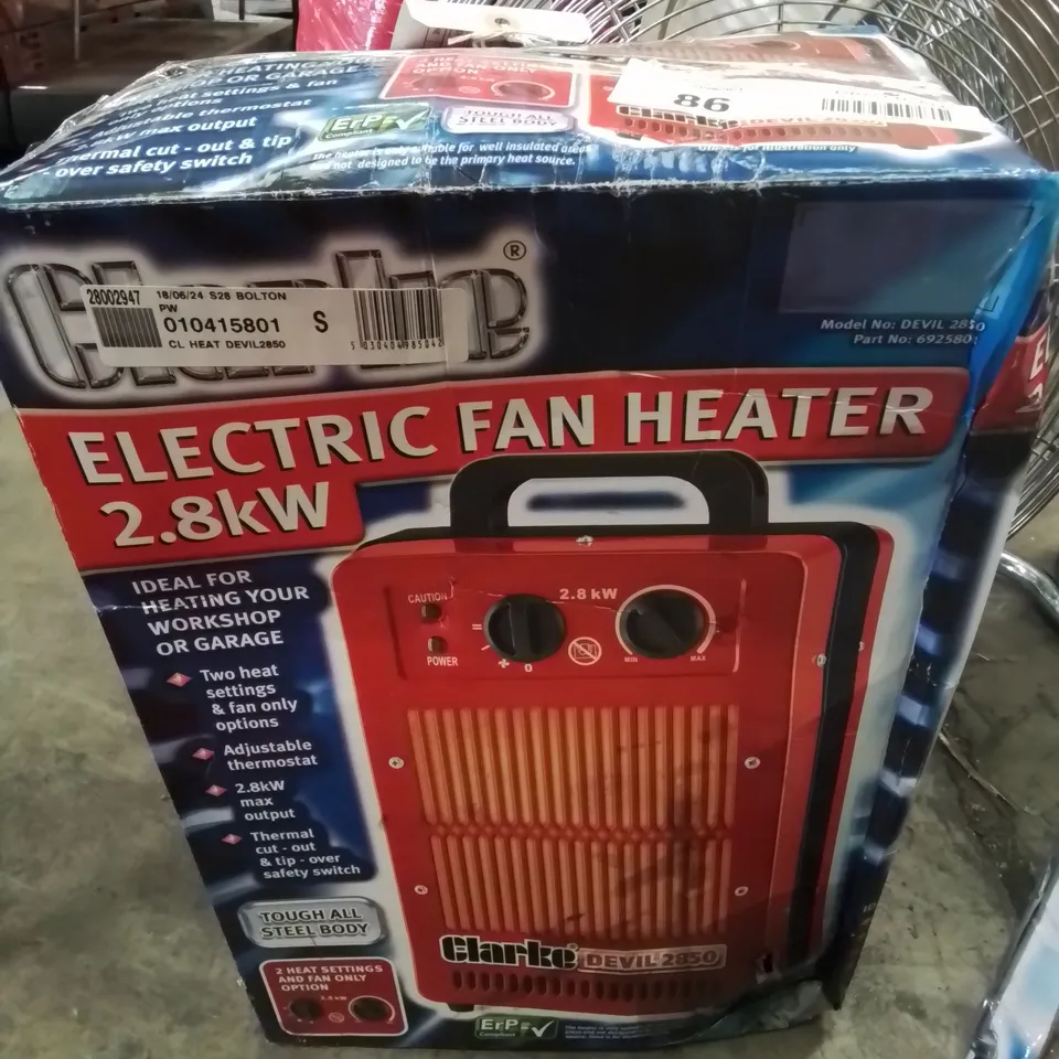 BOXED CLARKE 2.8KW ELECTRIC FAN HEATER
