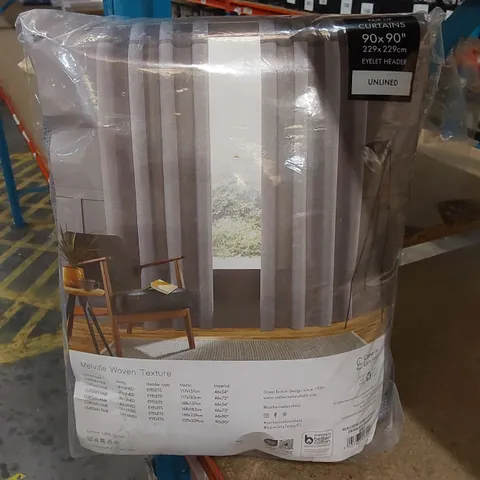 BAGGED PAIR OF EYELET CURTAINS - GREY // SIZE: 229 X 229cm