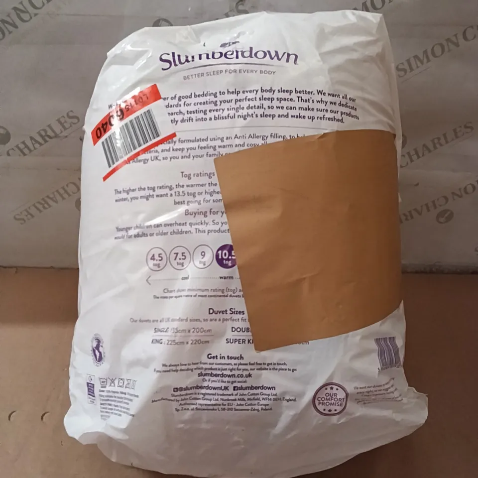 BAGGED SLUMBERDOWN ANTI ALLERGY SINGLE DUVET 