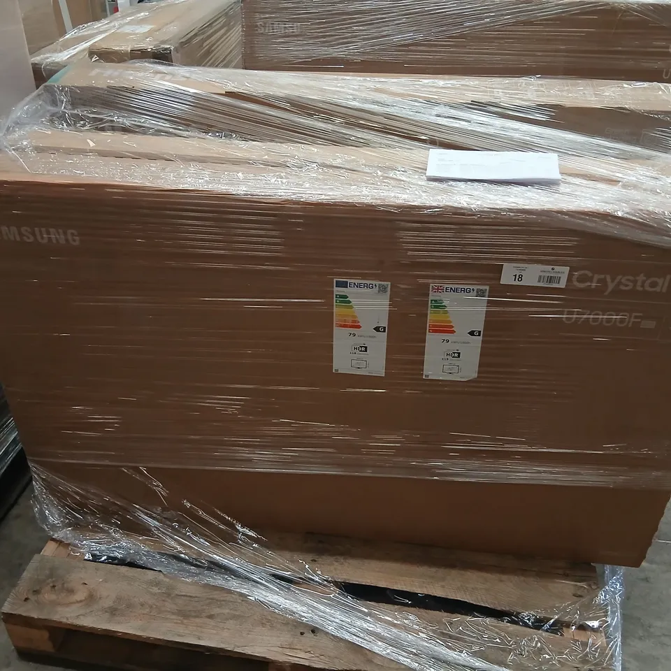 PALLET OF FIVE ASSORTED WAREHOUSE DAMAGED TV'S TO INCLUDE;