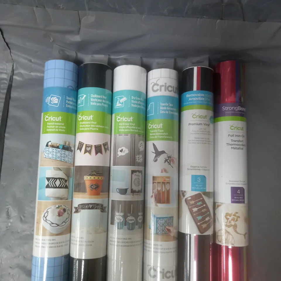 6 X ASSORTED CRICUT ACCESSORIES TO INCLUDE FOIL IRON ON, VINYL, TRANSFER TAPE ETC 