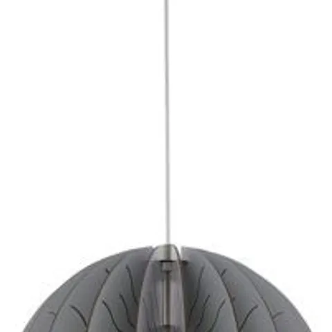 BOXED EGLO FABESSA 1 CEILING PENDANT LIGHT IN MATTE NICKEL FINISH WOODEN GREY SHADE 40CM D