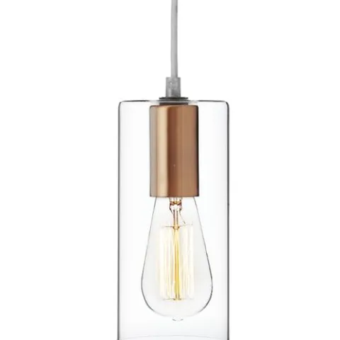 BOXED COTTEX SPARTAN 1 LIGHT CEILING MINI PENDANT LIGHT, COPPER SHADE GLASS 21CM H