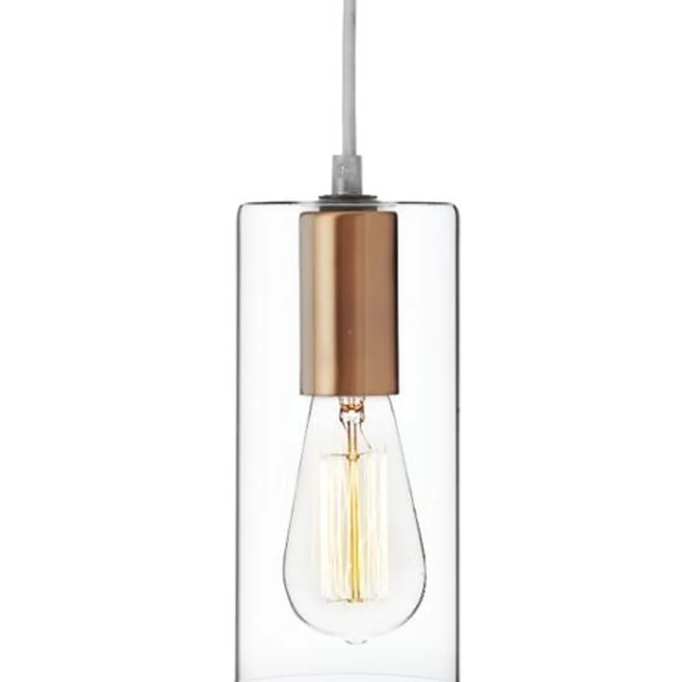 BOXED COTTEX SPARTAN 1 LIGHT CEILING MINI PENDANT LIGHT, COPPER SHADE GLASS 21CM H