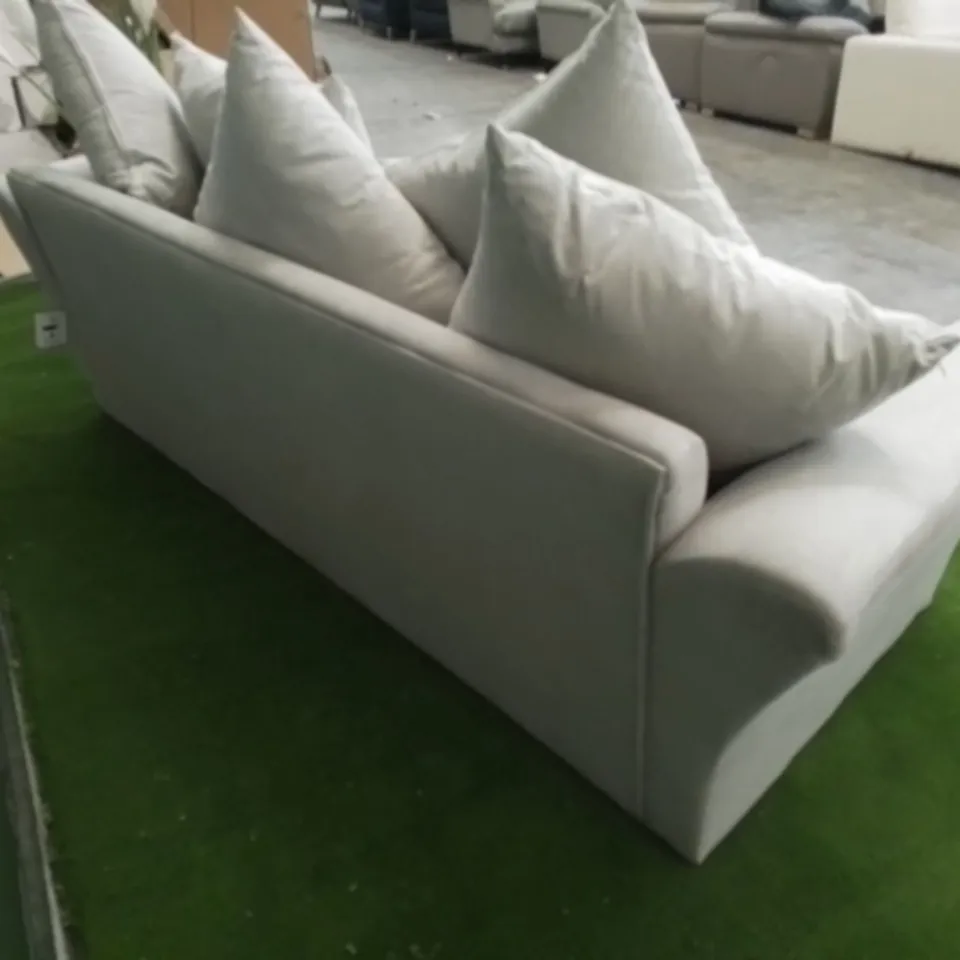 DESIGNER BEIGE FABRIC THREE SEATER SOFA