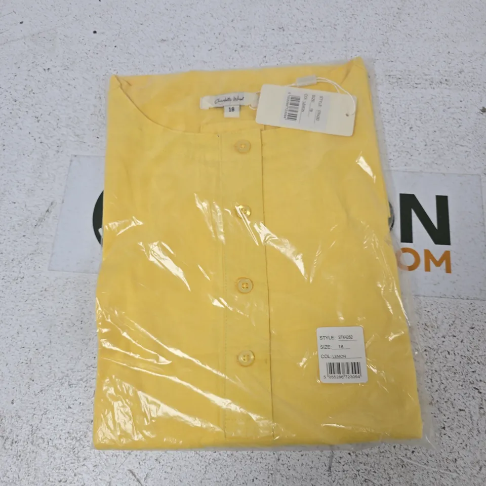 CHARLOTTE WEST LEMON YELLOW BLOUSE NEW IN BAG SIZE 18