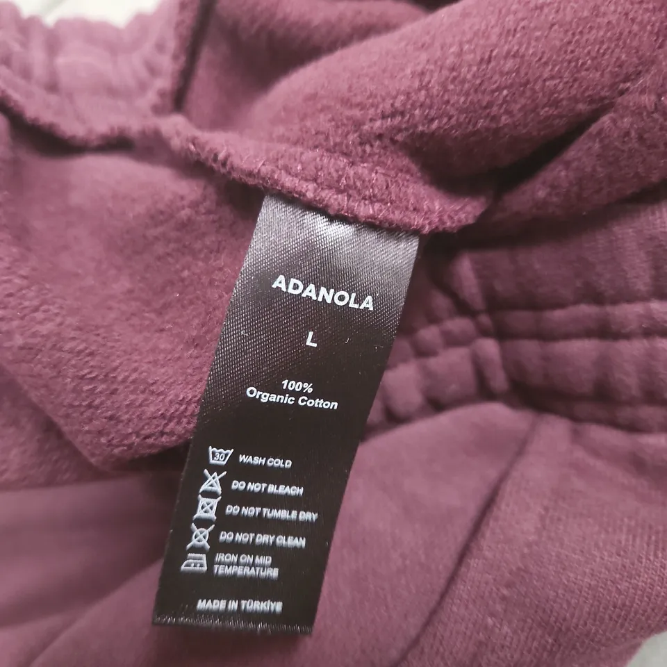ADANOLA BURGUNDY ORGANIC COTTON JOGGERS – SIZE L