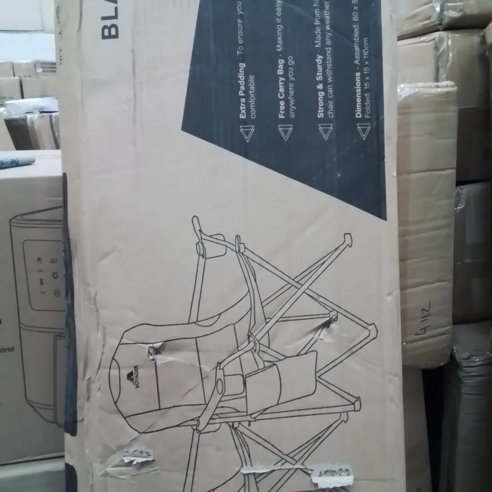 BOXED VOYAGER SET OF 2 PADDED CAMPING CHAIRS BLACK AND GREY