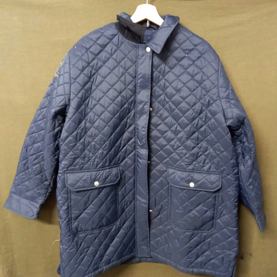 CREW CLOTHING COMPANY QUILTED LONG SLEEVE JACKET IN NAVY - SIZE 18