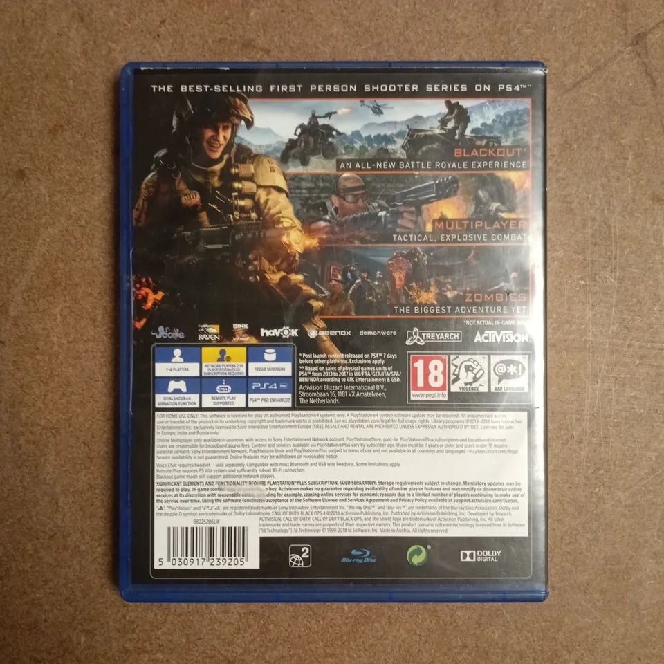 CALL OF DUTY BLACK OPS 4 PLAYSTATION 4 VIDEO GAME