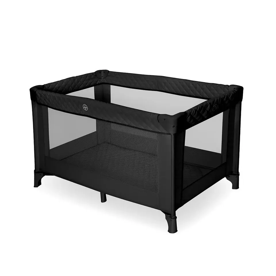 BOXED MYBABIIE BLACK QUILTED TRAVEL COT - COLLECTION ONLY