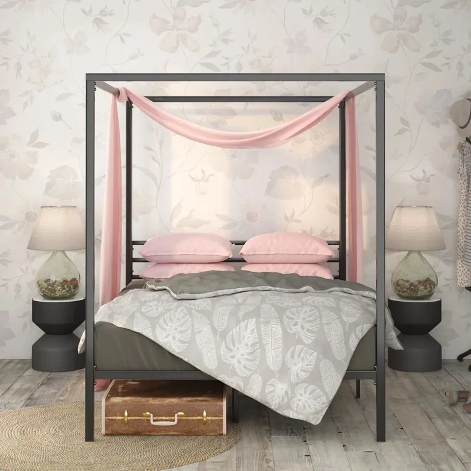 BOXED TOULOUSE METAL CANOPY BED FRAME - DOUBLE