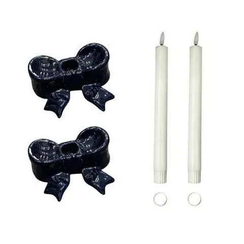 SARA DAVIES SET OF 2 BOW CANDLE HOLDERS