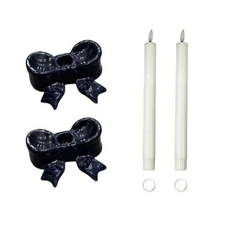SARA DAVIES SET OF 2 BOW CANDLE HOLDERS