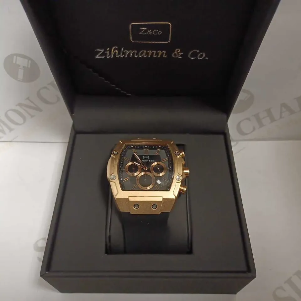 MENS ZIHLMANN & CO Z911 WATCH – CHRONOGRAPH MOVEMENT – BLUE DIAL – 3ATM – QUICK RELEASE RUBBER STRAP – 3ATM WATER RESISTANT